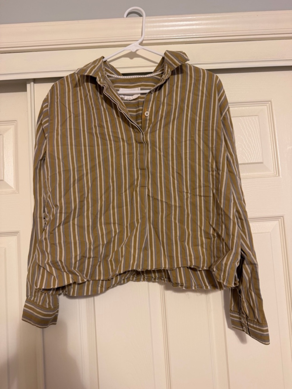 Anthropologie Side Button Striped Popover Blouse